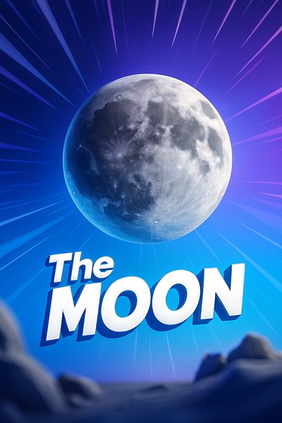 Dynamic Moon Illustration with Bold Typography