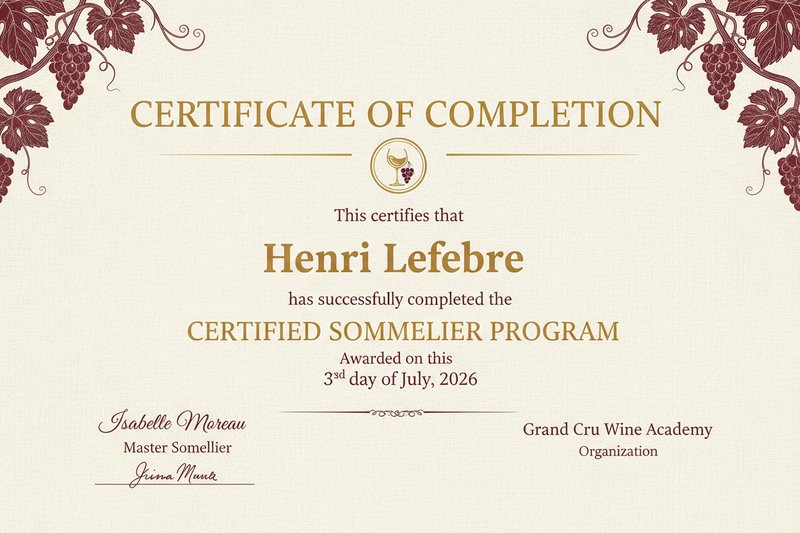 Elegant sommelier certificate design
