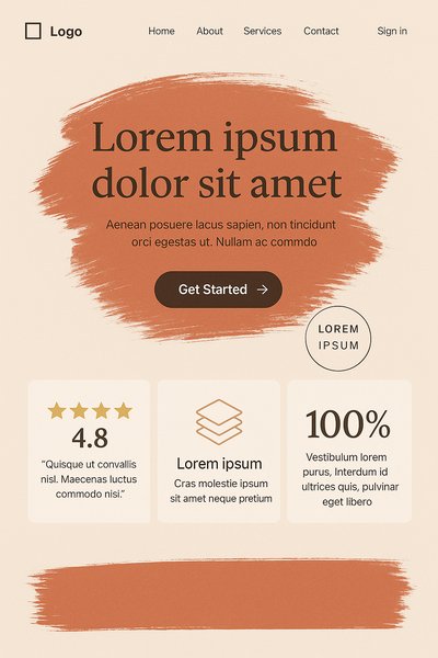 Boho Style Landing Page Design with Action Elements