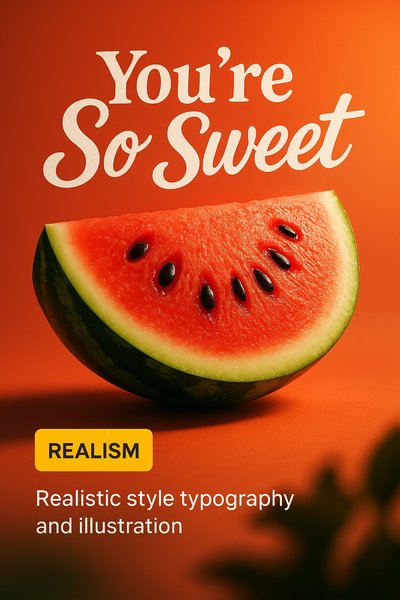 Vibrant Watermelon Illustration with Sweet Typography