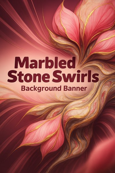 Dynamic Marble Stone Swirls with Floral Elements