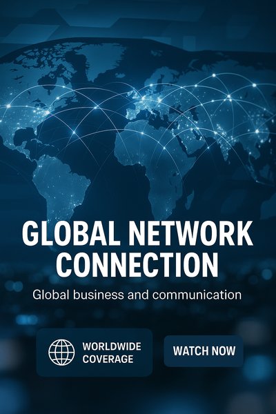 Global Connectivity Concept Banner with Modern Design Elements