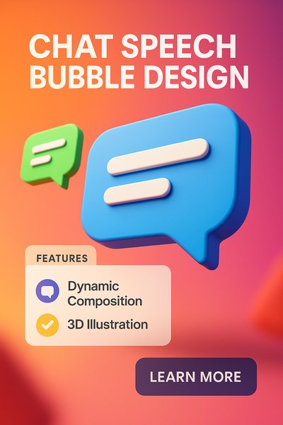Colorful 3D Chat Speech Bubble Design with Features