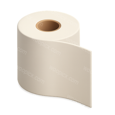 Stylized 3D Toilet Paper Roll Icon in Isometric View