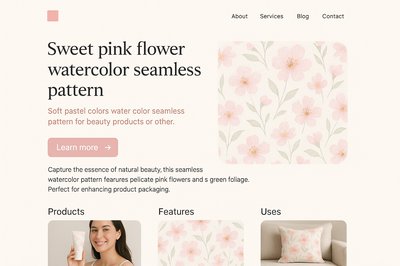 Modern Landing Page Design with Watercolor Pattern