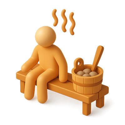 3D Icon of a Person Relaxing in a Sauna