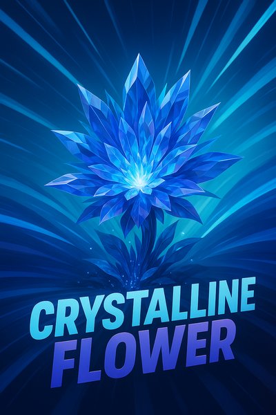 Dynamic Crystalline Flower Illustration with Bold Text