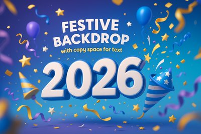 Dynamic 2026 Festive Background with Copy Space for Text