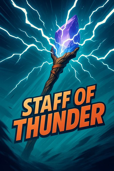 Dynamic Illustration of the Staff of Thunder with Electric Effects