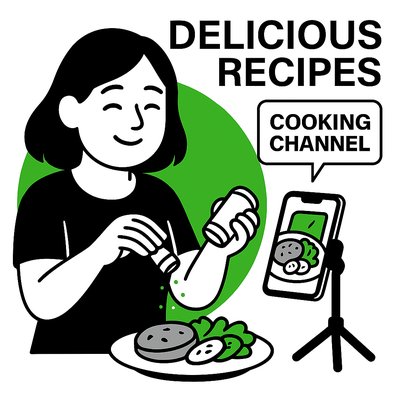 Illustration of a Cooking Channel Host Preparing Delicious Recipes