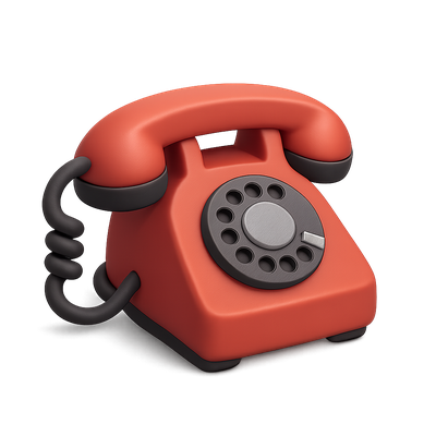 Stylish 3D Red Telephone Icon with Isometric View