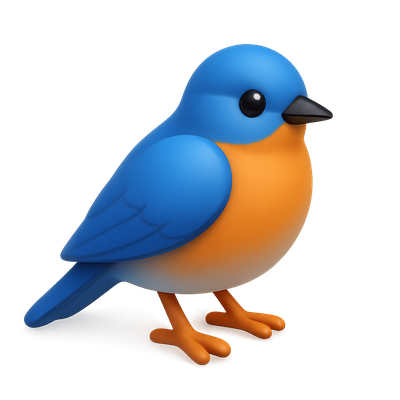 Isometric Bluebird Icon in 3D Style with Vibrant Colors