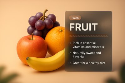 3D Fruit Illustration with Modern Design Elements