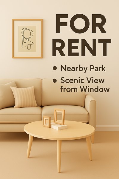 Modern Real Estate Promotional Image Featuring Cozy Living Space