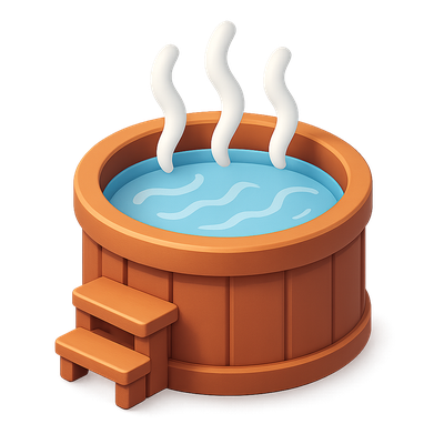 3D Icon of a Relaxing Hot Tub with Steam Effects