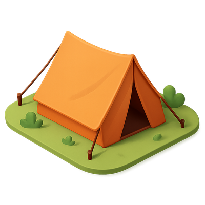 Stylish 3D Tent Icon with Isometric Design