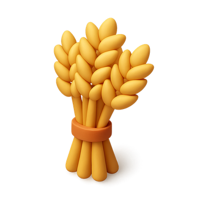 Stylized 3D Wheat Icon with Orange Band