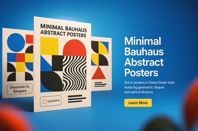Minimal Bauhaus Abstract Posters in Swiss Design Style