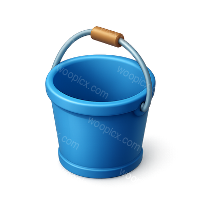 Stylish 3D Blue Bucket Icon with Handle