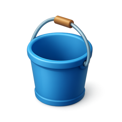 Stylish 3D Blue Bucket Icon with Handle