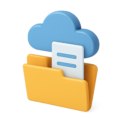 3D Cloud Storage Icon with Folder Representation