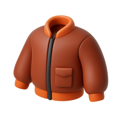 Stylized 3D Bomber Jacket Icon with Isometric Design