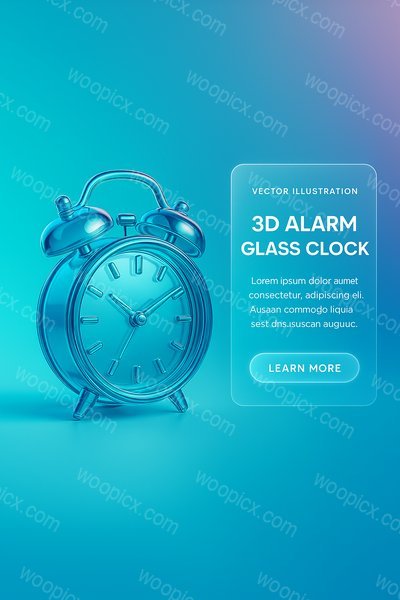 Futuristic Glass Clock Design with Gradient Background