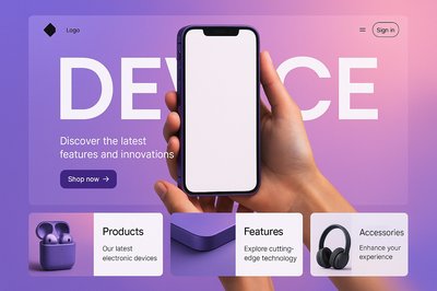 Modern Bento Design Landing Page Concept with Device Showcase