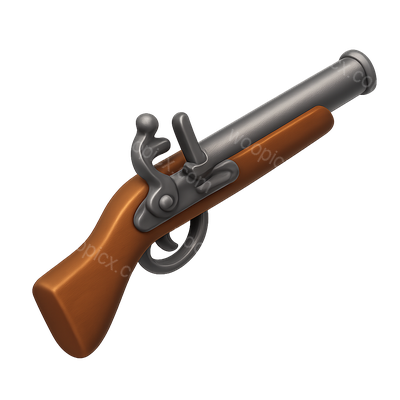3D Icon of a Classic Flintlock Pistol
