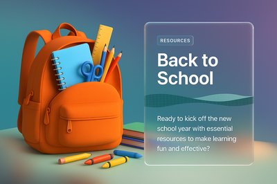Colorful Orange Backpack with School Supplies for Back to School