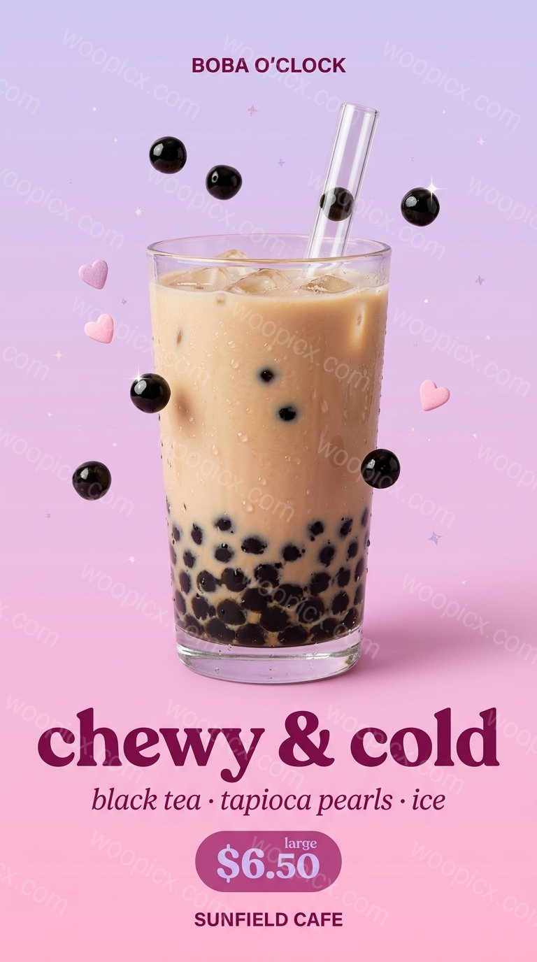 Lavender Boba Drink in Cafe