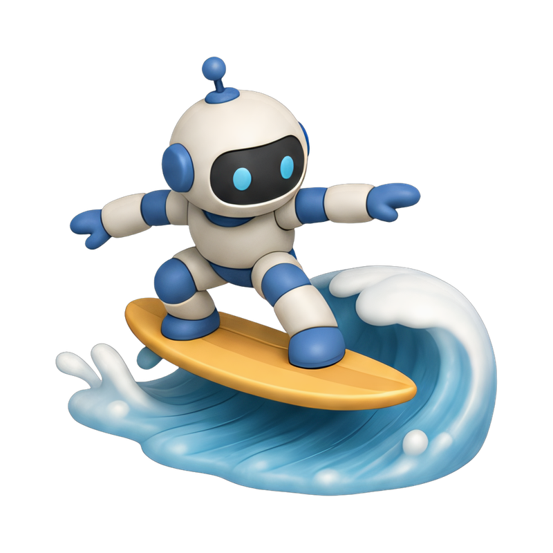 robot surfing on a wave