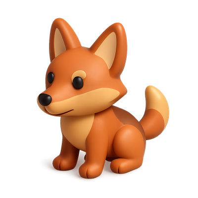 Stylized 3D Jackal Icon in Isometric View