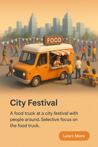 Food Truck at Vibrant City Festival Scene