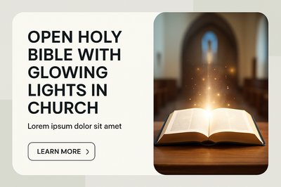 Modern Bible Display with Glowing Lights in Church Setting