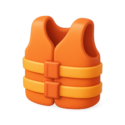 3D Illustration of an Orange Life Vest for Safety