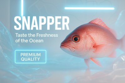 Vibrant Seafood Advertisement Featuring Fresh Snapper