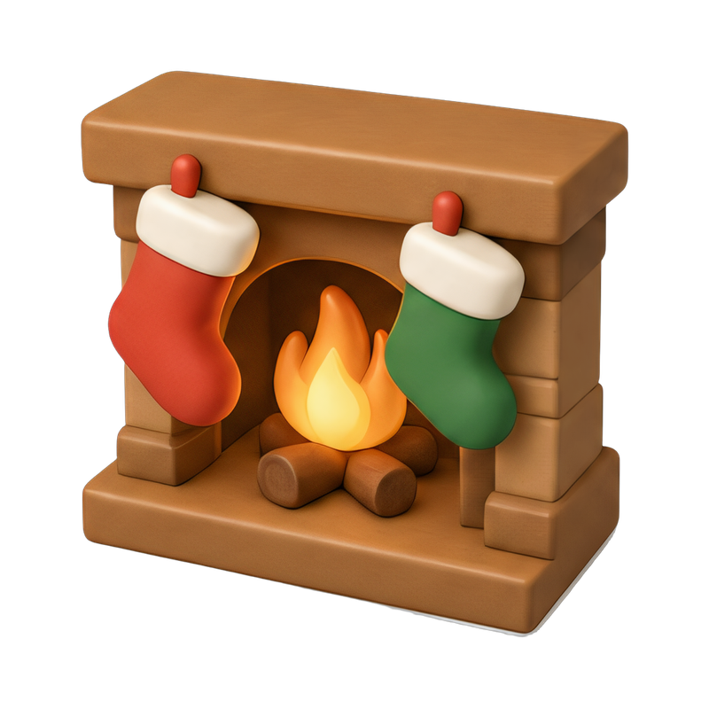 cozy fireplace with stockings
