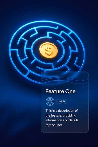 Glowing Digital Maze with Coin at Center