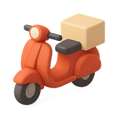 3D Render of a Delivery Scooter with Package