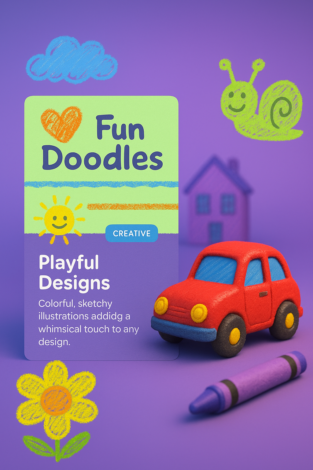 Colorful Childish Doodles with Playful Toys and Illustrations