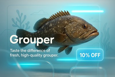 Promotional Graphic Featuring Fresh Grouper with Discount Offer