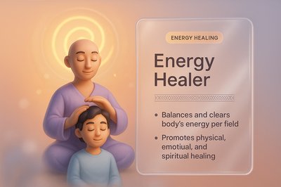 3D Illustration of Energy Healing with Informative Overlay