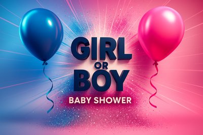 Dynamic Gender Reveal Invitation with Balloons and Glitter