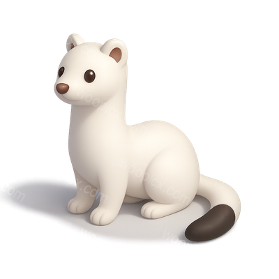 Stylized 3D Stoat Icon with Isometric Design