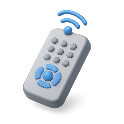3D Isometric Remote Control Icon with Blue Accents