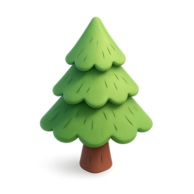 Stylized 3D Larch Icon with Volumetric Design