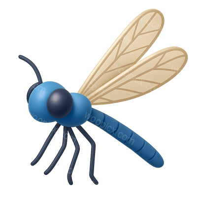 3D Damselfly Icon with Delicate Wings in Isometric View