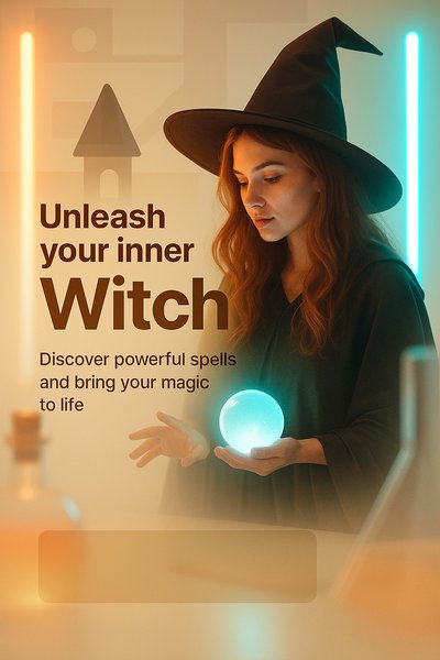Enchanting Neon Vision of a Witch in a Magical Setting