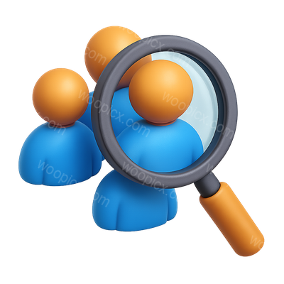 3D Magnifying Glass Focusing on Abstract Figures